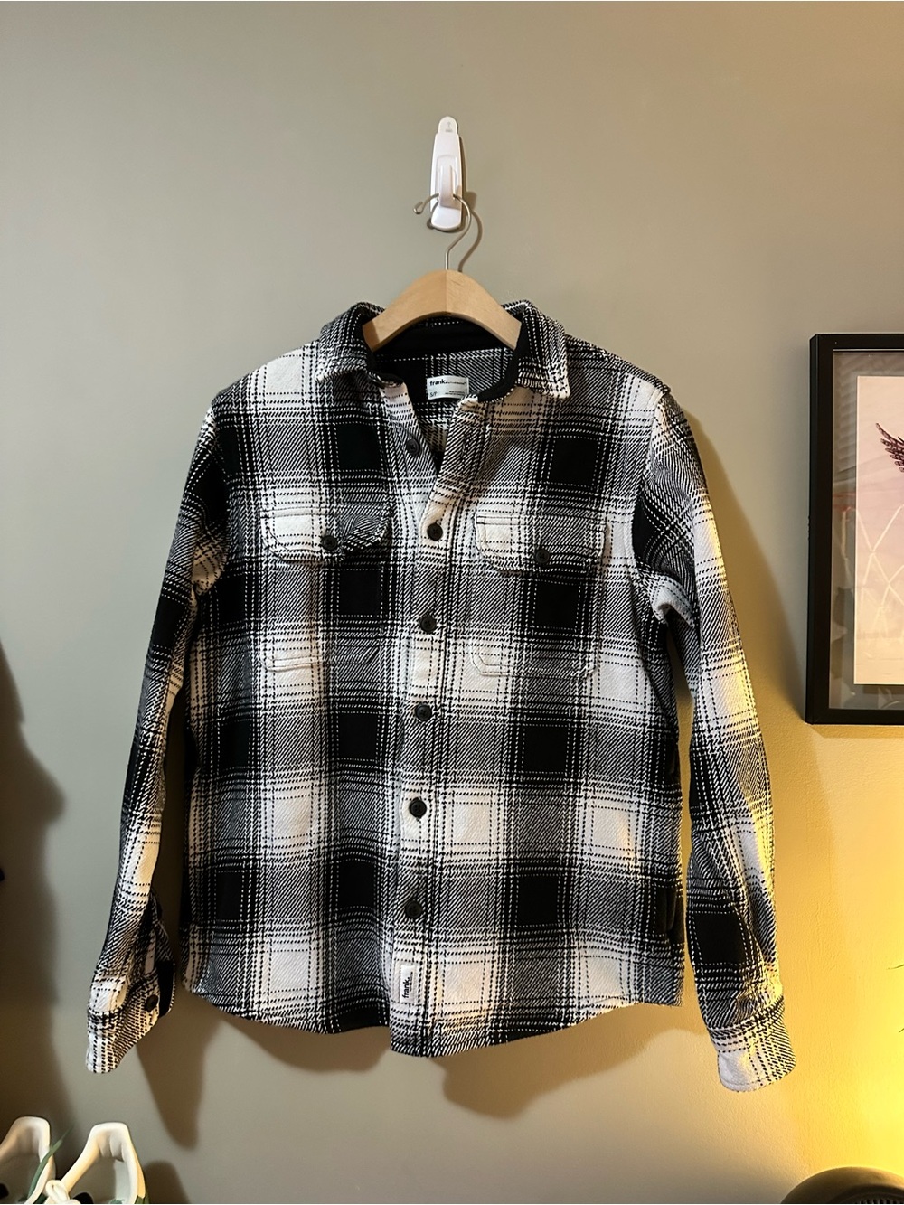 OAK + FORT Black and White Plaid Button-Down Shirt